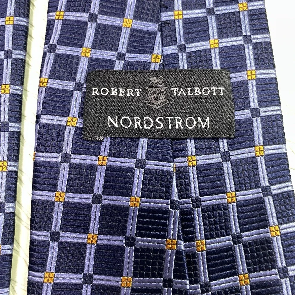 ROBERT TALBOTT Men's Tie NORDSTROM‎ 100% Silk Handmade Blue&Orange